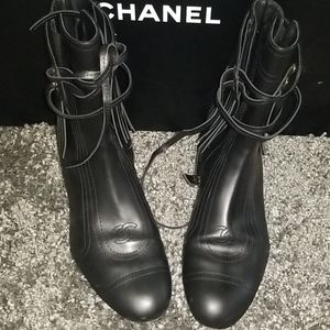 Chanel Fringe CC Ankle Boots